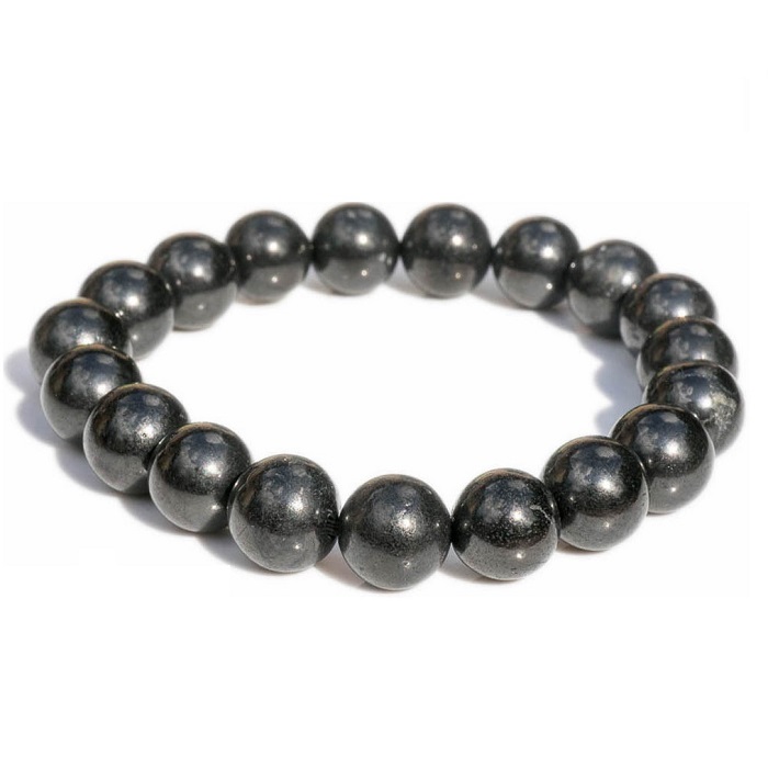 shungite bracelet Russia with elastic band,polished bead-10mm from Karelia