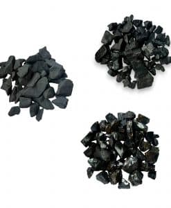 NEW! Introductory set of three types of shungite: polished tumbled stones, Petrovsky shungite, and elite shungite